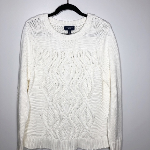 Lands’ End Drifter Chunky Cable Knit Sweater in Cream XL - Picture 3 of 6